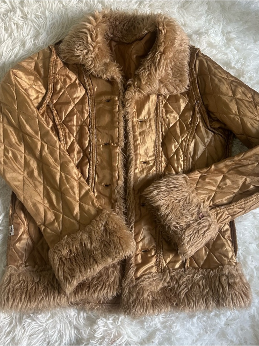 vintage tan faux fur jacket